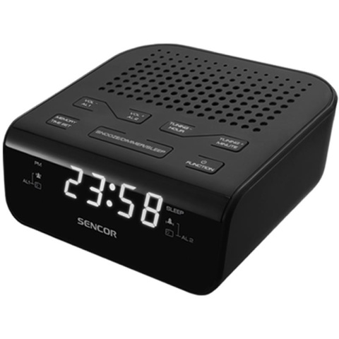 Sencor SRC136B radiobudzik radio FM budzik regulacja jasności czarny