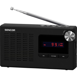 Sencor SRD 2215 małe przenośne radio FM na akumulator, USB, SD, czarne
