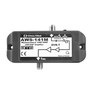 AMS AWS-141M wzmacniacz antenowy VHF UHF do telewizji DVB-T 2x złącze F