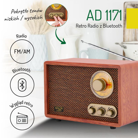 Adler AD1171 Radio Retro z bluetooth