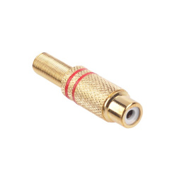 Gniazdo RCA na kabel, metalowe, złote, czerwone