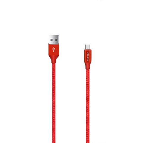 Nafumi przewód, kabel USB - micro USB, 3A, oplot, 2M, czerwony