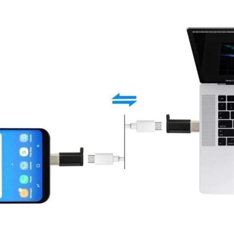 Przejście, adapter wtyk USB typ C - gniazdo Micro USB , czarne