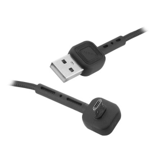 Przewód kabel USB - micro USB, kątowy, Fast Charging 2.4A, 1m, czarny