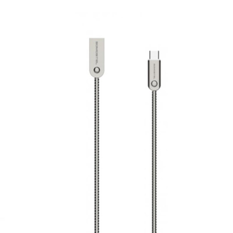 Somostel przewód kabel USB typ A - C fast charging 2,4A 1M  metalowy srebrny