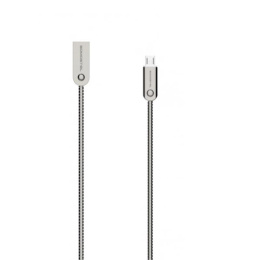 Somostel przewód, kabel USB typ A - micro USB, fast charging 2,4A, 1M, metalowy, srebrny