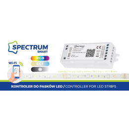 Spectrum Smart sterownik do taśmy LED 12V 120W, 24V 240W, Wi-Fi, RGBW, CCT, DIMM