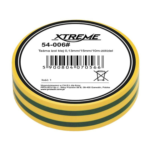 XTREME Taśma izolacyjna klejąca 0,13mmx15mmx10m żółto-zielona