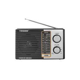 Tiross radio przenośne FM AM zasilane sieciowo lub na baterie, czarne