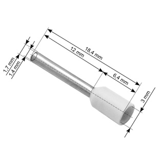 Tulejka izolowana do przewodu 1mm2 / 12mm, białe, 100 sztuk