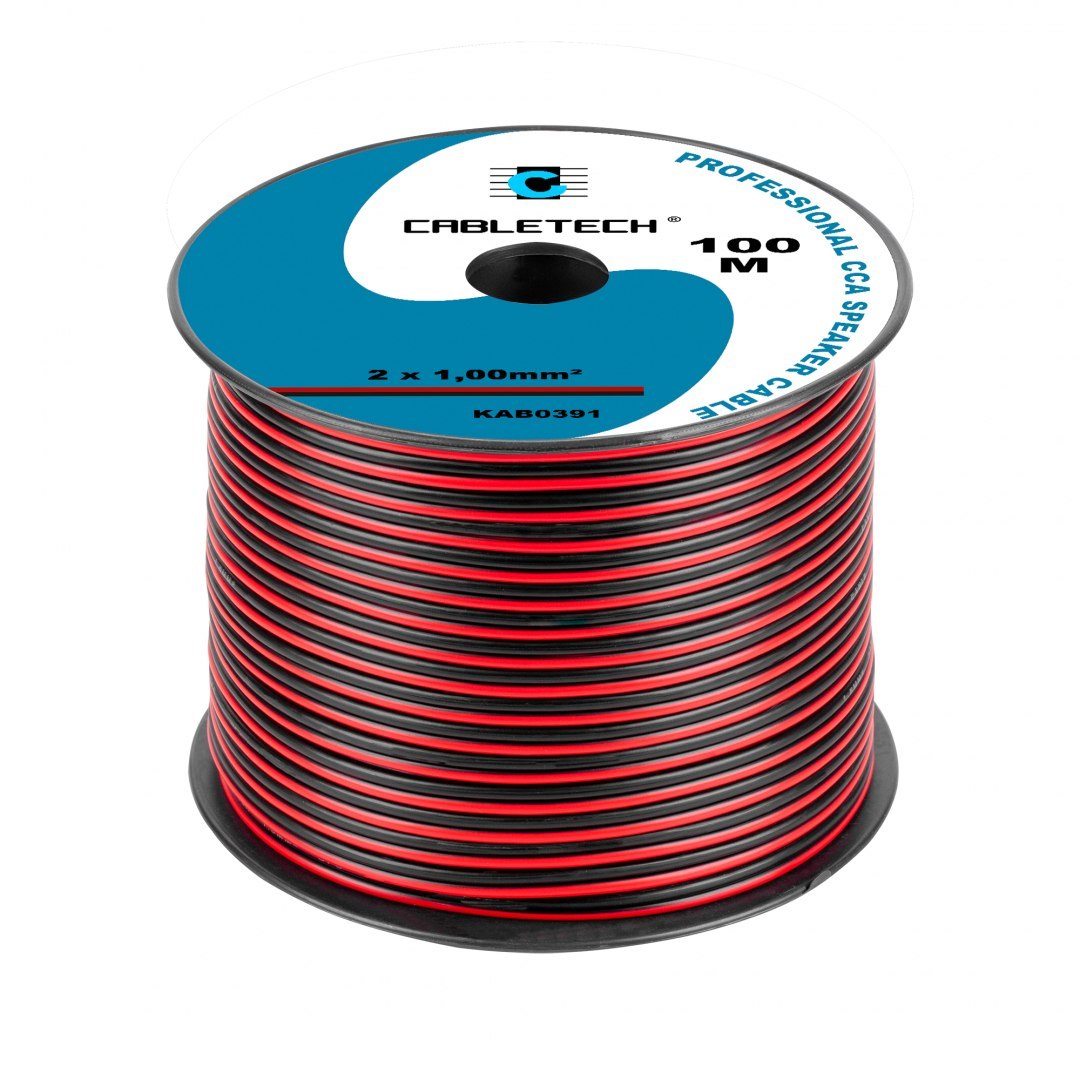 Cabletech Kabel głośnikowy CCA 1.0mm czarno-czerwony