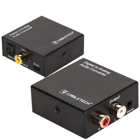 Cabletech adapter konwerter digital TOSLINK COAXIAL -> analog RCA AUX