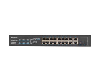 SWITCH LANBERG 16X 100MB POE+/2X COMBO NIEZARZĄDZALNY RACK 19" GIGABIT ETHERNET 150W