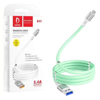 Denmen D11T Przewód USB typ-C magnetyczny miętowy 1m