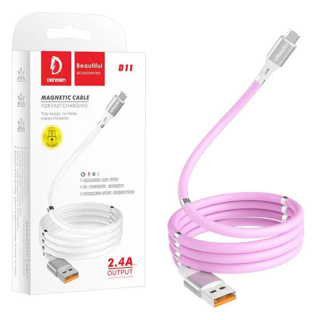 Denmen D11T Przewód USB typ-C magnetyczny różowy 1m