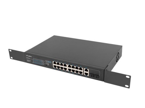 SWITCH LANBERG 16X 100MB POE+/2X COMBO NIEZARZĄDZALNY RACK 19" GIGABIT ETHERNET 250W