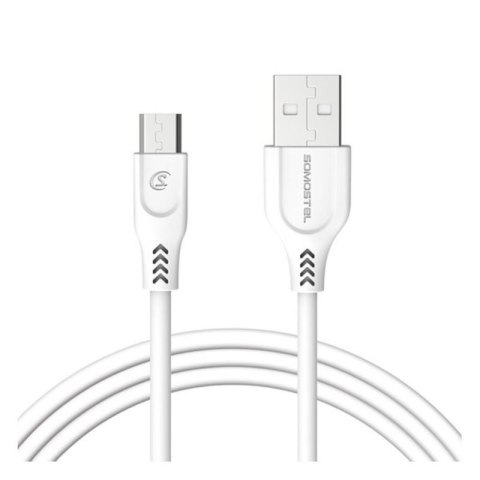 Somostel Ładowarka sieciowa 2xUSB biała z przewodem microUSB