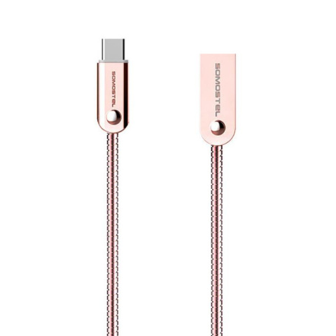 Somostel Przewód kabel USB typ A - typ C 2,4A 1m metalowy różowy