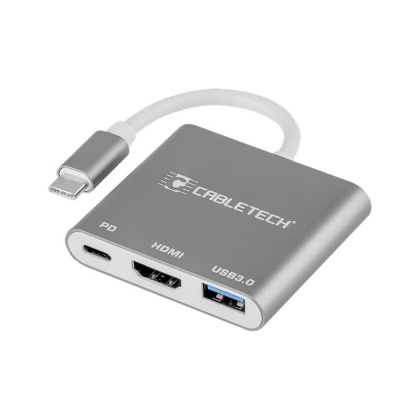 Złącze adapter przejście wtyk Typ-C na HDMI z gniazdem USB 3.0 oraz Typu C Cabletech