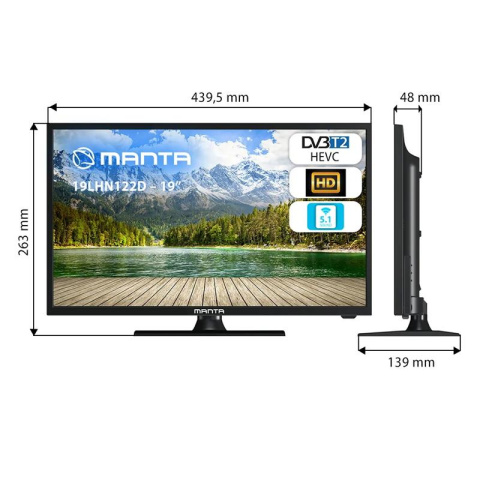 Manta 19LHN122D Telewizor 19" DVB-T2 HEVC czarny