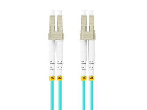 PATCHCORD ŚWIATŁOWODOWY MM LC/UPC-LC/UPC DUPLEX 3.0MM OM3 50/125 LSZH 1M AQUA LANBERG