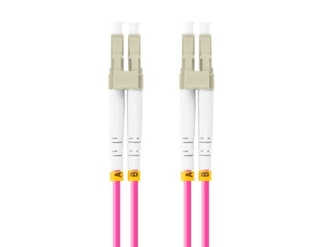 PATCHCORD ŚWIATŁOWODOWY MM LC/UPC-LC/UPC DUPLEX 3.0MM OM4 50/125 LSZH 10M FIOLETOWY LANBERG