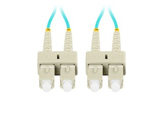 PATCHCORD ŚWIATŁOWODOWY MM SC/UPC-SC/UPC DUPLEX 3.0MM OM3 50/125 LSZH 1M AQUA LANBERG