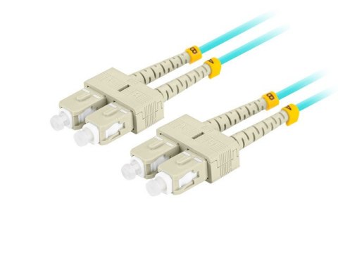 PATCHCORD ŚWIATŁOWODOWY MM SC/UPC-SC/UPC DUPLEX 3.0MM OM3 50/125 LSZH 1M AQUA LANBERG