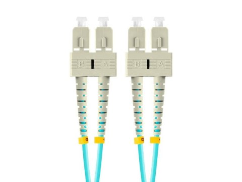 PATCHCORD ŚWIATŁOWODOWY MM SC/UPC-SC/UPC DUPLEX 3.0MM OM3 50/125 LSZH 1M AQUA LANBERG