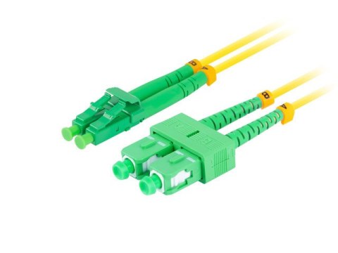 PATCHCORD ŚWIATŁOWODOWY SM SC/APC-LC/APC DUPLEX 3.0MM LSZH G657A1 2M ŻÓŁTY LANBERG