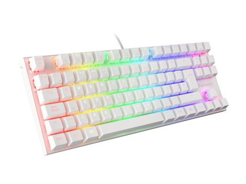 KLAWIATURA DLA GRACZY GENESIS THOR 303 TKL WHITE ES PODŚWIETLENIE RGB MECHANICZNA BROWN SWITCH