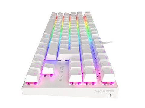 KLAWIATURA DLA GRACZY GENESIS THOR 303 TKL WHITE ES PODŚWIETLENIE RGB MECHANICZNA BROWN SWITCH