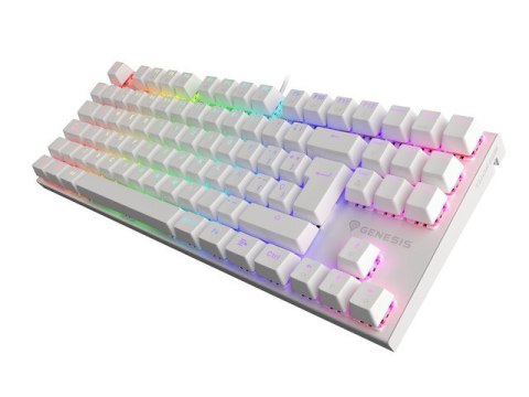 KLAWIATURA DLA GRACZY GENESIS THOR 303 TKL WHITE ES PODŚWIETLENIE RGB MECHANICZNA BROWN SWITCH