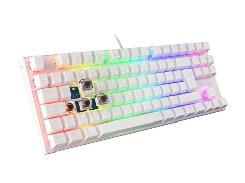 KLAWIATURA DLA GRACZY GENESIS THOR 303 TKL WHITE FR PODŚWIETLENIE RGB MECHANICZNA BROWN SWITCH