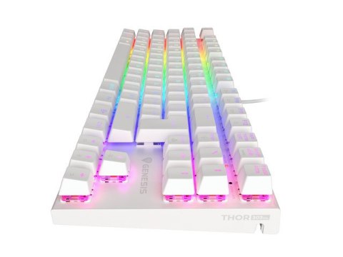 KLAWIATURA DLA GRACZY GENESIS THOR 303 TKL WHITE FR PODŚWIETLENIE RGB MECHANICZNA BROWN SWITCH