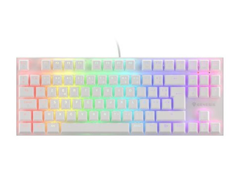 KLAWIATURA DLA GRACZY GENESIS THOR 303 TKL WHITE FR PODŚWIETLENIE RGB MECHANICZNA BROWN SWITCH