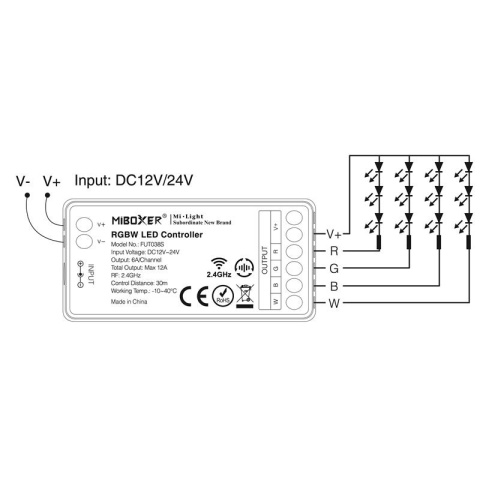 Mi-Light FUT038S Sterownik konroler LED RGBW 12A 12/24V