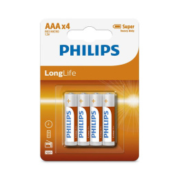 Philips Longlife Baterie AAA R3 1,5V cynkowe 4 sztuki