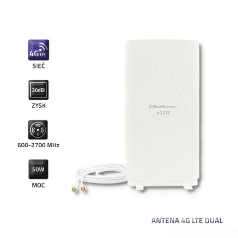 Qoltec Antena 4G LTE dookólna DUAL z podwójnym złączem SMA 30dBi wewnętrzna