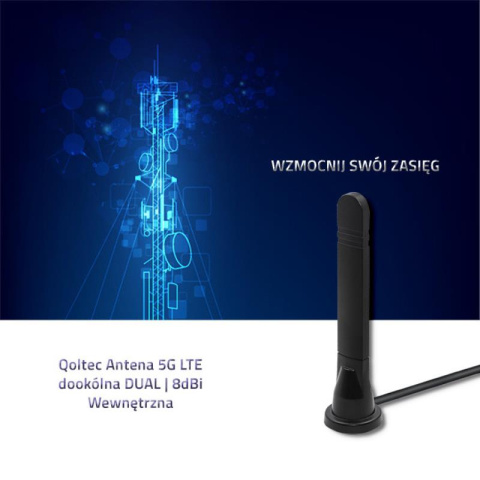 Qoltec Antena 5G LTE dookólna DUAL 8dBi Wewnętrzna