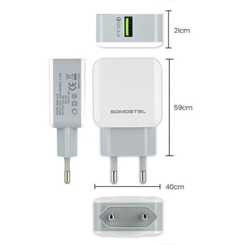 Somostel Ładowarka sieciowa USB QC 3.0 biała