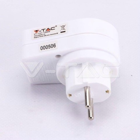 Adapter z ochroną przepięciową V-TAC 16A 3680W BIAŁY VT-1101-1