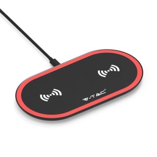 Ładowarka Indukcyjna V-TAC podwójna 2x5W 3A USB Czarny/Czerwony VT-1213