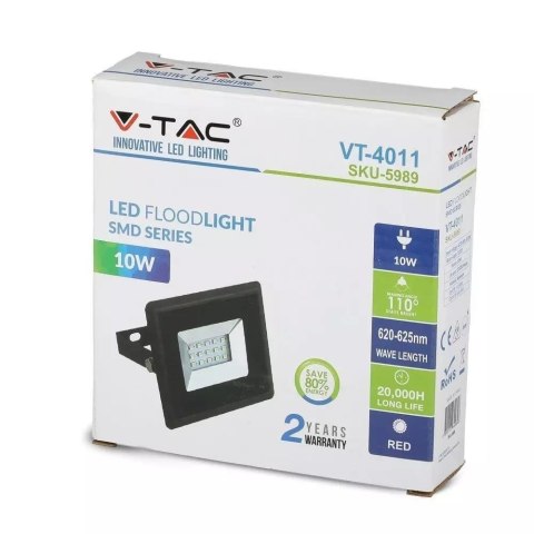 Projektor LED V-TAC 10W Czarny E-Series IP65 VT-4011 Kolor Czerwony