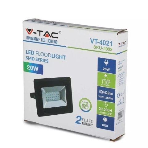 Projektor LED V-TAC 20W SMD E-Series Czarny VT-4021 Kolor Czerwony