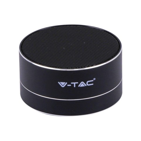 Przenośny Metalowy Głośnik Bluetooth Micro SD Mikrofon 400mAh Czarny V-TAC VT-6133