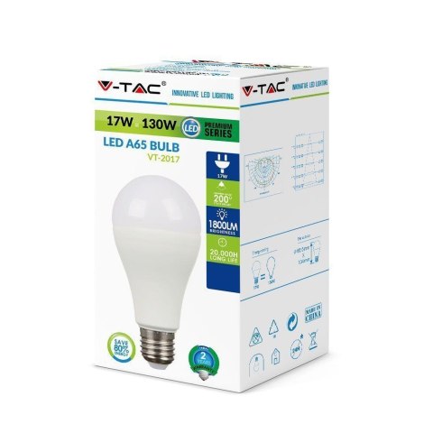 Żarówka LED V-TAC 17W A65 E27 VT-2017 2700K 1521lm