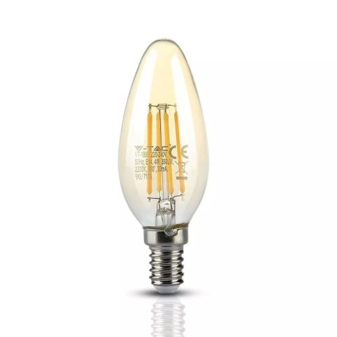 Żarówka LED V-TAC 4W Filament E14 Świeczka Bursztyn VT-1955 2200K 350lm