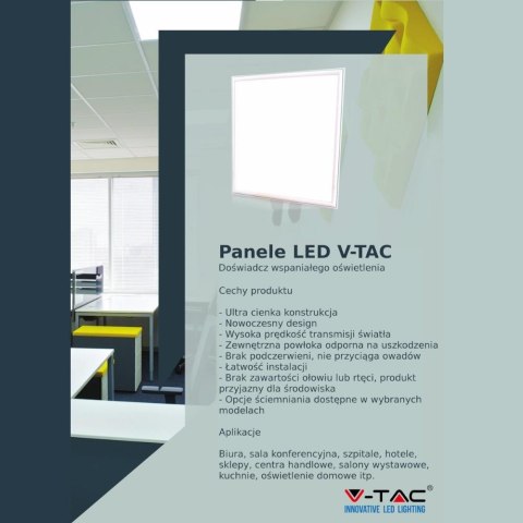 Panel LED V-TAC 29W 600x600 SAMSUNG CHIP 120Lm/W VT-629 6400K 3480lm 5 Lat Gwarancji
