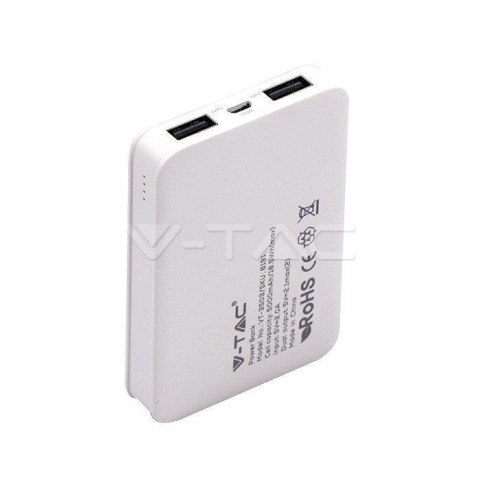 Power Bank V-TAC 5000mAh 63x94x15mm Biały VT-3503